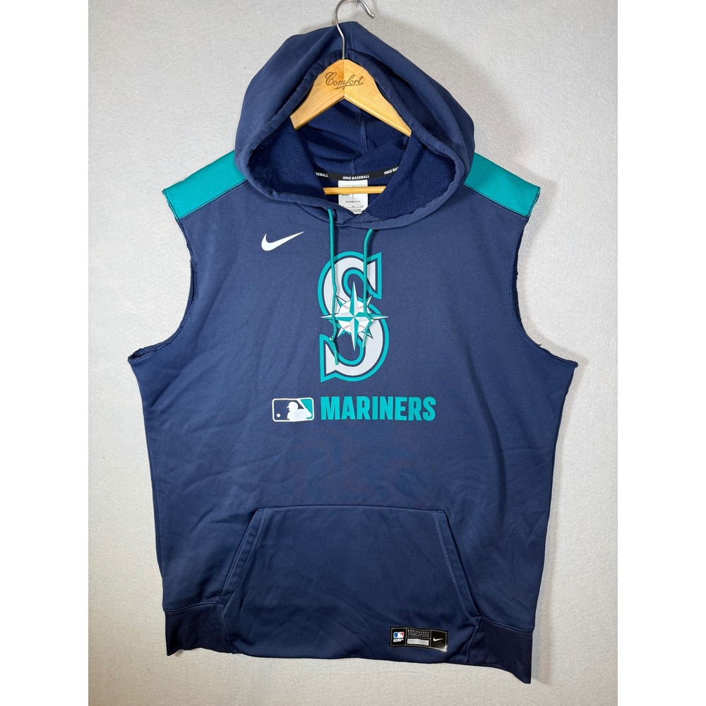 Nike Seattle Mariners MLB Sleeveless Hoodie Therma-Fit Blue Mens XL